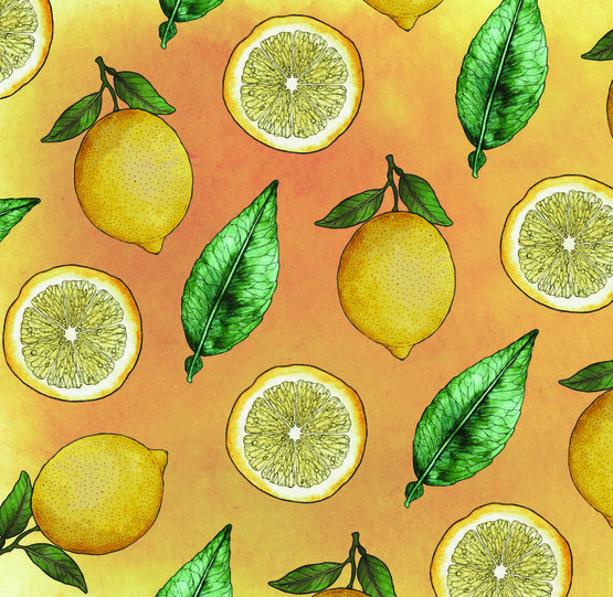 Tiani Bodycare Lemons Pattern design custom Oona Goodman botanical illustration Michigan