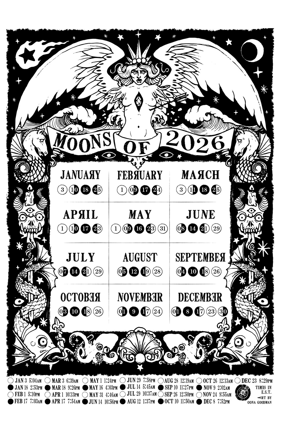 2026 Moon Calendar (11 x 17)